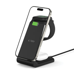 TECH-PROTECT QI15W-A36 CHARGEUR SANS FIL 3EN1 POUR APPLE NOIR