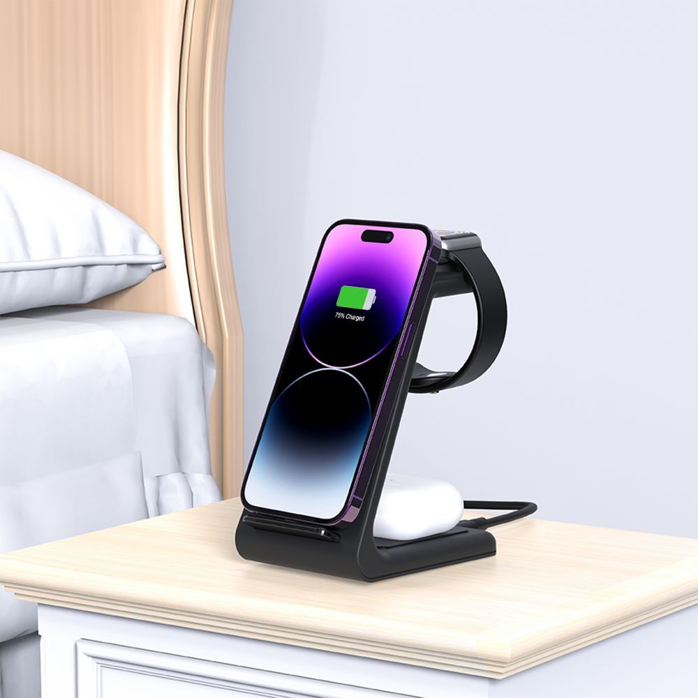 TECH-PROTECT QI15W-A36 CHARGEUR SANS FIL 3EN1 POUR APPLE NOIR