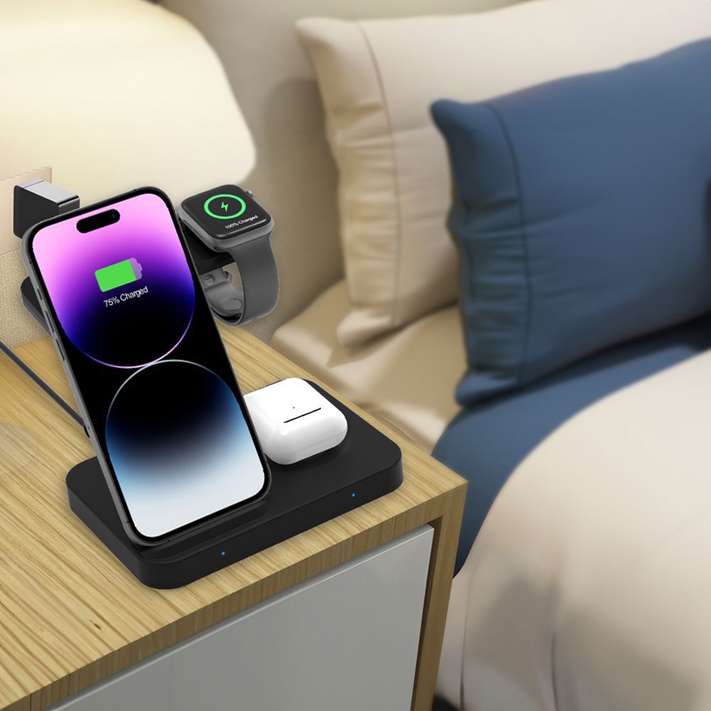 TECH-PROTECT QI15W-A37 CHARGEUR SANS FIL 3EN1 POUR ANDROID & APPLE NOIR