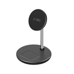 STATION DE CHARGEMENT TECH-PROTECT QI15W-A39 2IN1 MAGNETIQUE MAGSAFE CHARGEUR SANS FIL NOIR
