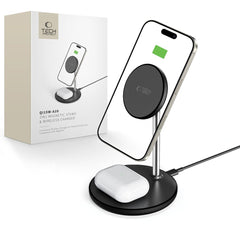 STATION DE CHARGEMENT TECH-PROTECT QI15W-A39 2IN1 MAGNETIQUE MAGSAFE CHARGEUR SANS FIL NOIR