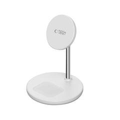 STATION DE CHARGEMENT TECH-PROTECT QI15W-A39 2IN1 MAGNETIQUE MAGSAFE CHARGEUR SANS FIL BLANC