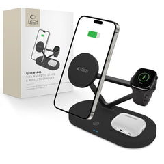 STATION DE CHARGEMENT TECH-PROTECT QI15W-A41 3EN1 MAGNETIQUE MAGSAFE CHARGEUR SANS FIL NOIR