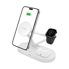 STATION DE CHARGEMENT TECH-PROTECT QI15W-A41 3EN1 MAGNETIQUE MAGSAFE CHARGEUR SANS FIL BLANC