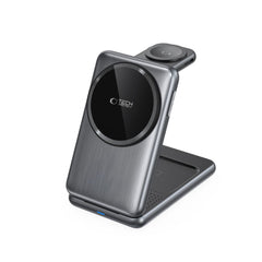 STATION DE CHARGEMENT TECH-PROTECT QI15W-A42 3EN1 MAGNETIQUE MAGSAFE CHARGEUR SANS FIL GRIS ESPACE