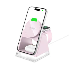 STATION DE CHARGEMENT TECH-PROTECT QI15W-A43 3EN1 MAGNETIQUE MAGSAFE CHARGEUR SANS FIL ROSE PÂLE