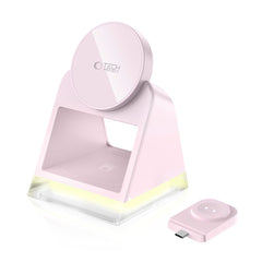 STATION DE CHARGEMENT TECH-PROTECT QI15W-A43 3EN1 MAGNETIQUE MAGSAFE CHARGEUR SANS FIL ROSE PÂLE