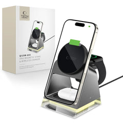 STATION DE CHARGEMENT TECH-PROTECT QI15W-A43 3EN1 MAGNETIQUE MAGSAFE CHARGEUR SANS FIL NOIR