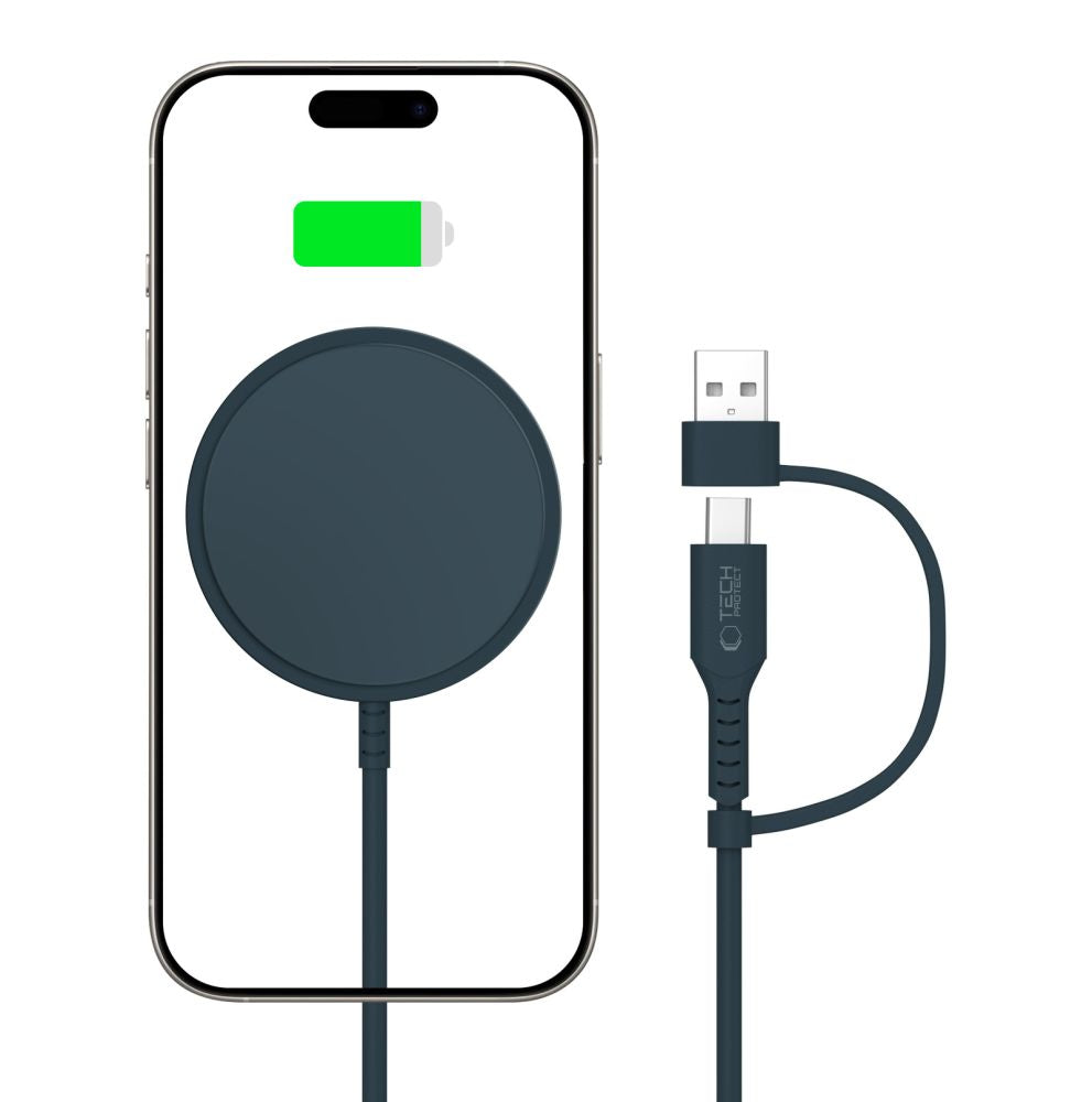 CHARGEUR SANS FIL TECH-PROTECT QI15W-A44 MAGNETIQUE MAGSAFE BLEU MARINE