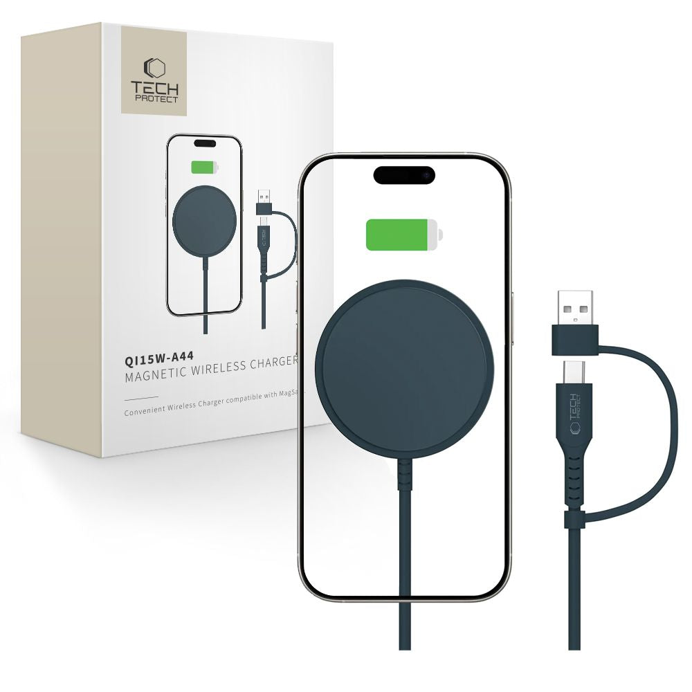 CHARGEUR SANS FIL TECH-PROTECT QI15W-A44 MAGNETIQUE MAGSAFE BLEU MARINE