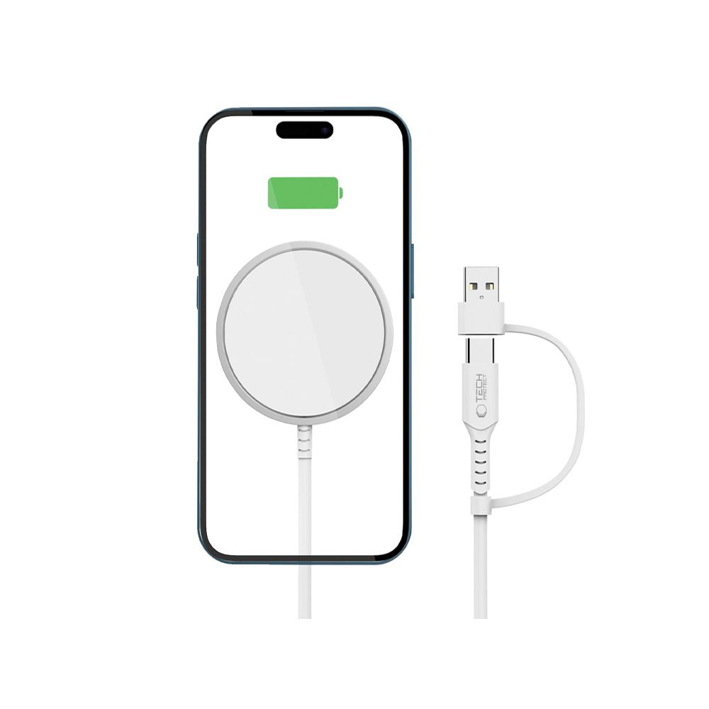 CHARGEUR SANS FIL TECH-PROTECT QI15W-A44 MAGNETIQUE MAGSAFE BLANC