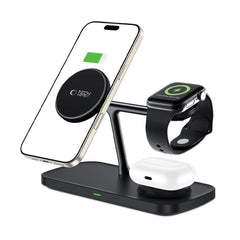 STATION DE CHARGEMENT TECH-PROTECT QI15W-A45 3EN1 MAGNETIQUE MAGSAFE CHARGEUR SANS FIL NOIR