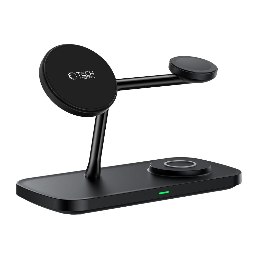 STATION DE CHARGEMENT TECH-PROTECT QI15W-A45 3EN1 MAGNETIQUE MAGSAFE CHARGEUR SANS FIL NOIR