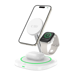 TECH-PROTECT QI15W-A46 CHARGEUR SANS FIL MAGNETIQUE MAGSAFE 3EN1 BLANC