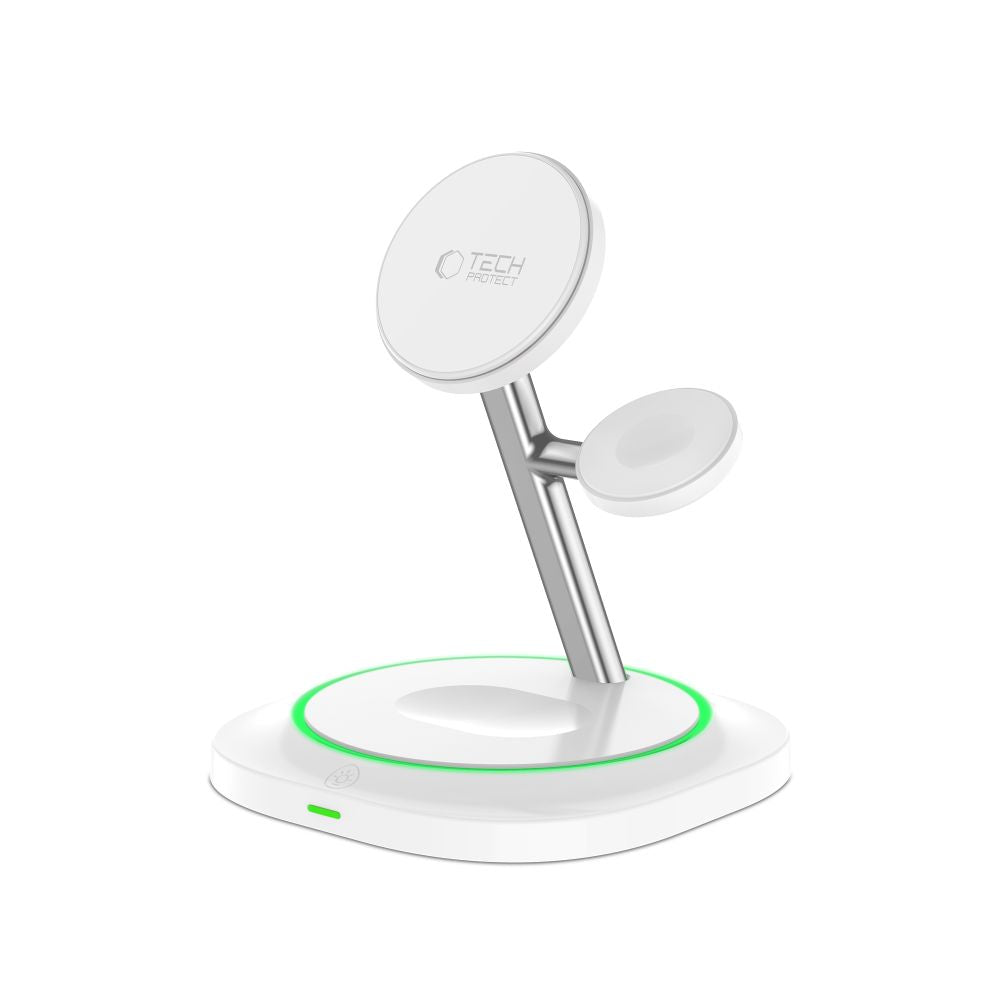 TECH-PROTECT QI15W-A46 CHARGEUR SANS FIL MAGNETIQUE MAGSAFE 3EN1 BLANC