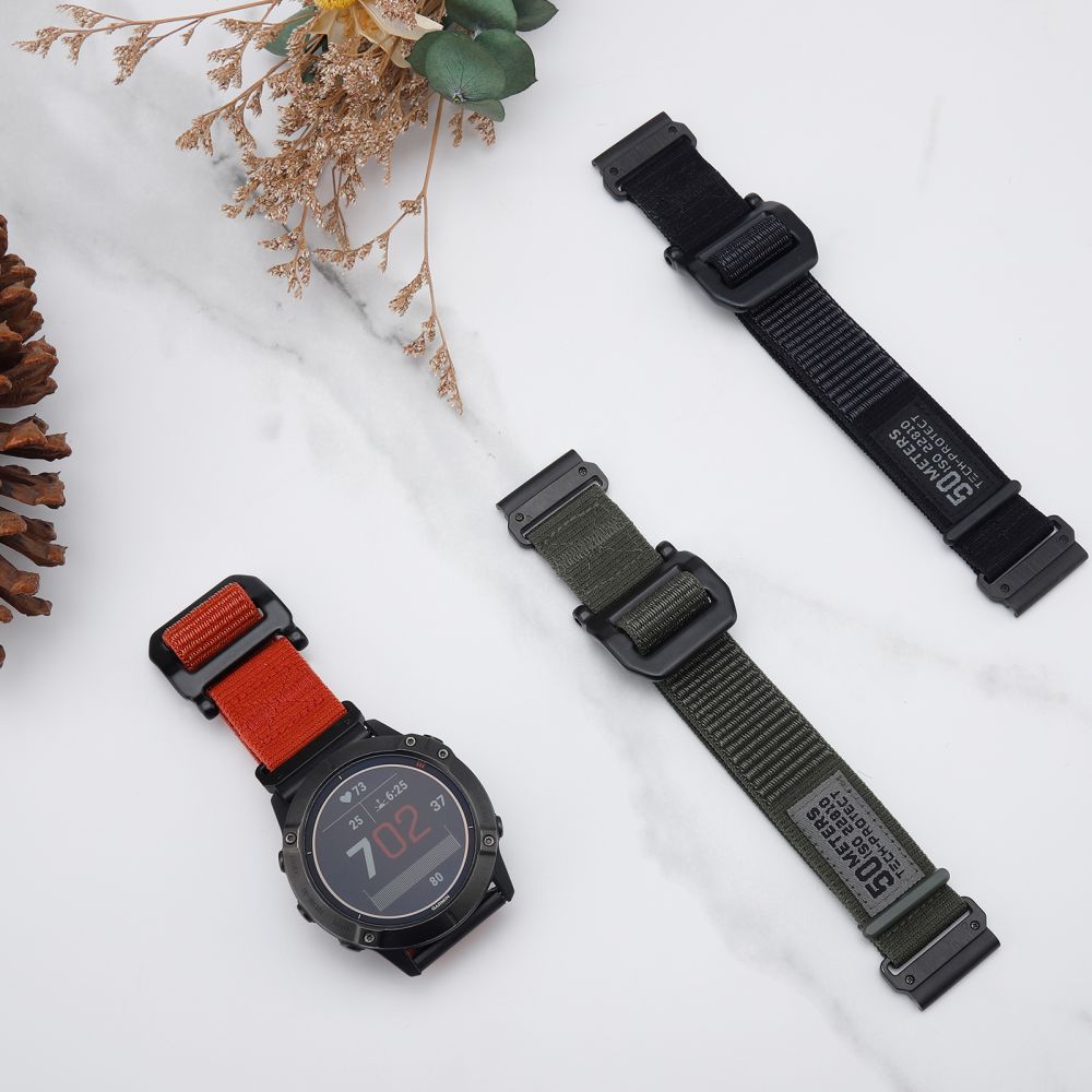 BRACELET POUR GARMIN 26MM FENIX 3 / 5X / 3HR / 5X PLUS / 6X / 6X PRO / 7X TECH-PROTECT SCOUT NOIR