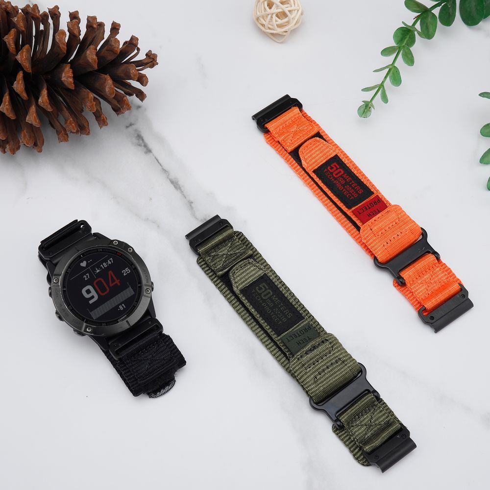 BRACELET POUR GARMIN 26MM FENIX 3 / 5X / 3HR / 5X PLUS / 6X / 6X PRO / 7X TECH-PROTECT SCOUT PRO NOIR