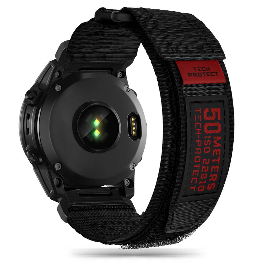 BRACELET POUR GARMIN 26MM FENIX 3 / 5X / 3HR / 5X PLUS / 6X / 6X PRO / 7X TECH-PROTECT SCOUT PRO NOIR