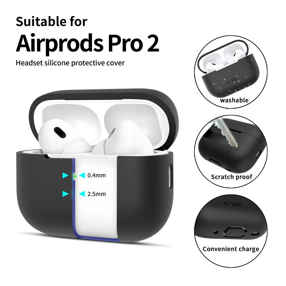 COQUE TECH-PROTECT EN SILICONE POUR APPLE AIRPODS PRO 1 / 2 NOIRE