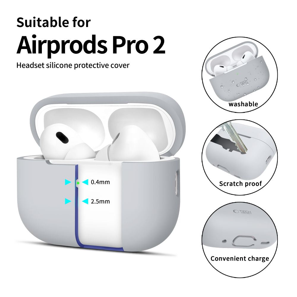 COQUE TECH-PROTECT EN SILICONE POUR APPLE AIRPODS PRO 1 / 2 GRIS CRAYON
