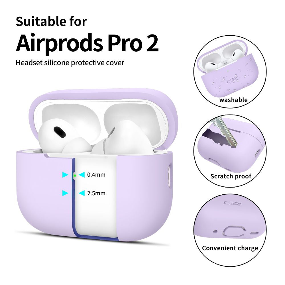 COQUE TECH-PROTECT EN SILICONE POUR APPLE AIRPODS PRO 1 / 2 LAVANDE