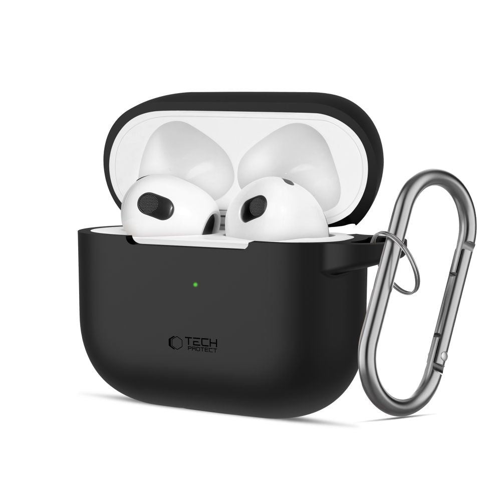 COUVERCLE TECH-PROTECT CROCHET EN SILICONE POUR APPLE AIRPODS 3 NOIR