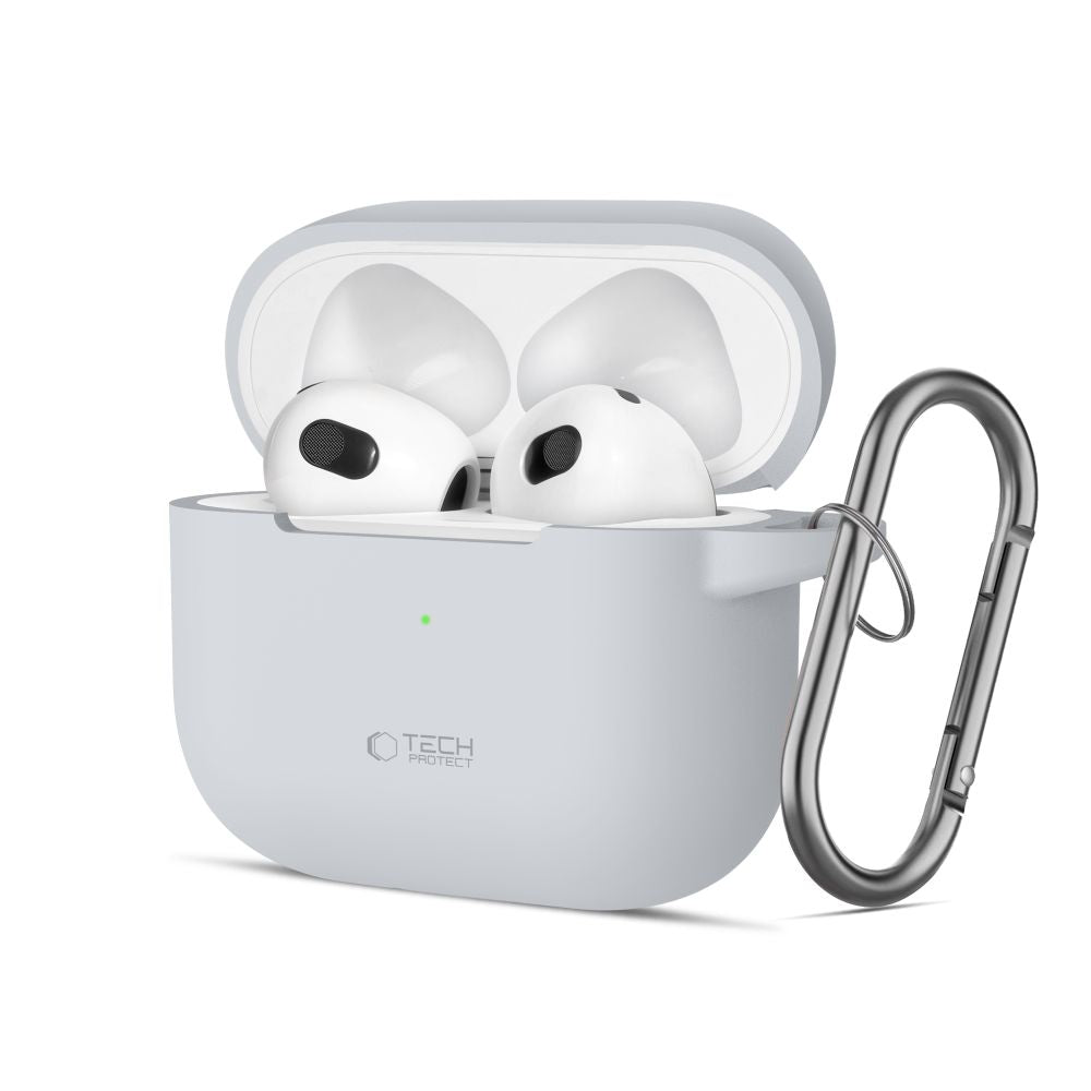 COUVERCLE TECH-PROTECT CROCHET EN SILICONE POUR APPLE AIRPODS 3 GRIS CRAYON