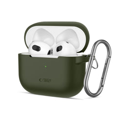 COUVERCLE TECH-PROTECT CROCHET EN SILICONE POUR APPLE AIRPODS 3 VERT OLIVE