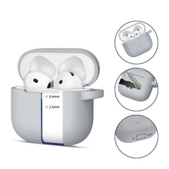 COQUE TECH-PROTECT EN SILICONE AVEC CROCHET POUR APPLE AIRPODS 4 GRIS CRAYON