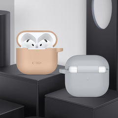 COQUE TECH-PROTECT EN SILICONE AVEC CROCHET POUR APPLE AIRPODS 4 GRIS CRAYON