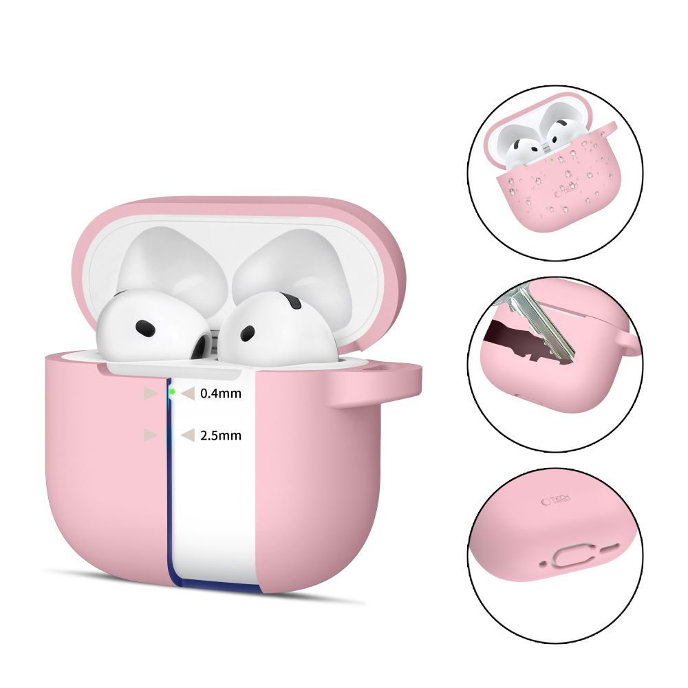 COQUE TECH-PROTECT SILICONE HOOK APPLE AIRPODS 4 ROSE POUSSIÉREUX