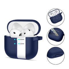 COQUE TECH-PROTECT EN SILICONE AVEC CROCHET POUR APPLE AIRPODS 4 BLEU MARINE