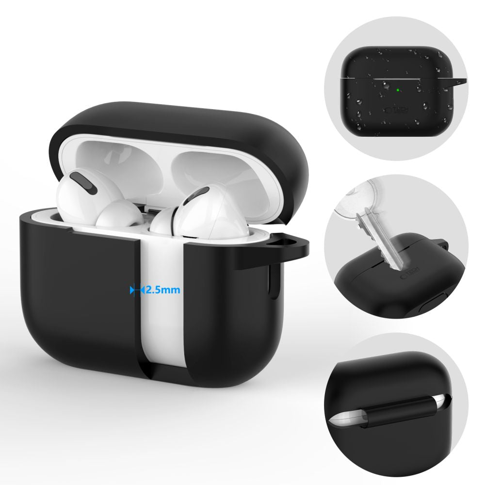 COQUE TECH-PROTECT EN SILICONE AVEC CROCHET POUR APPLE AIRPODS PRO 1 / 2 ORANGE NÉON