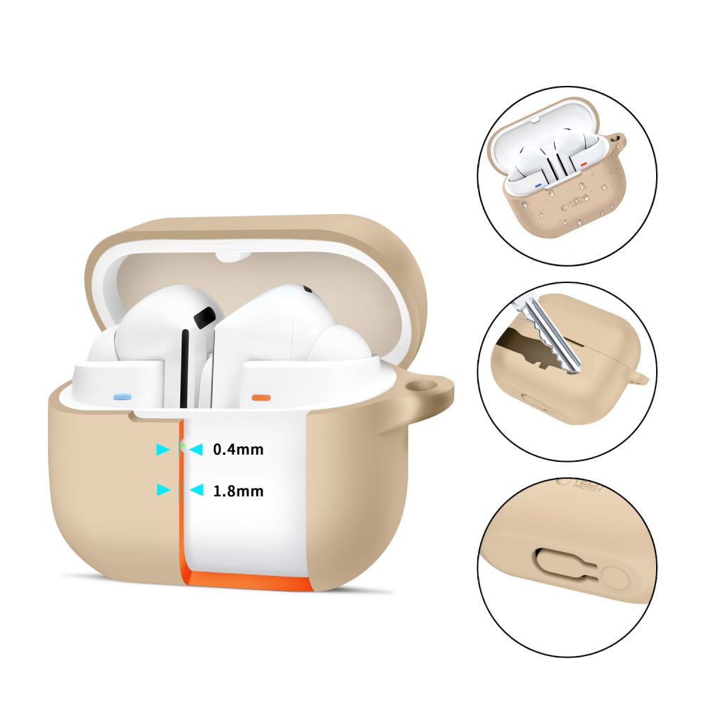 COQUE POUR SAMSUNG GALAXY BUDS 3 / 3 PRO TECH-PROTECT SILICONE HOOK CAFE LATTE