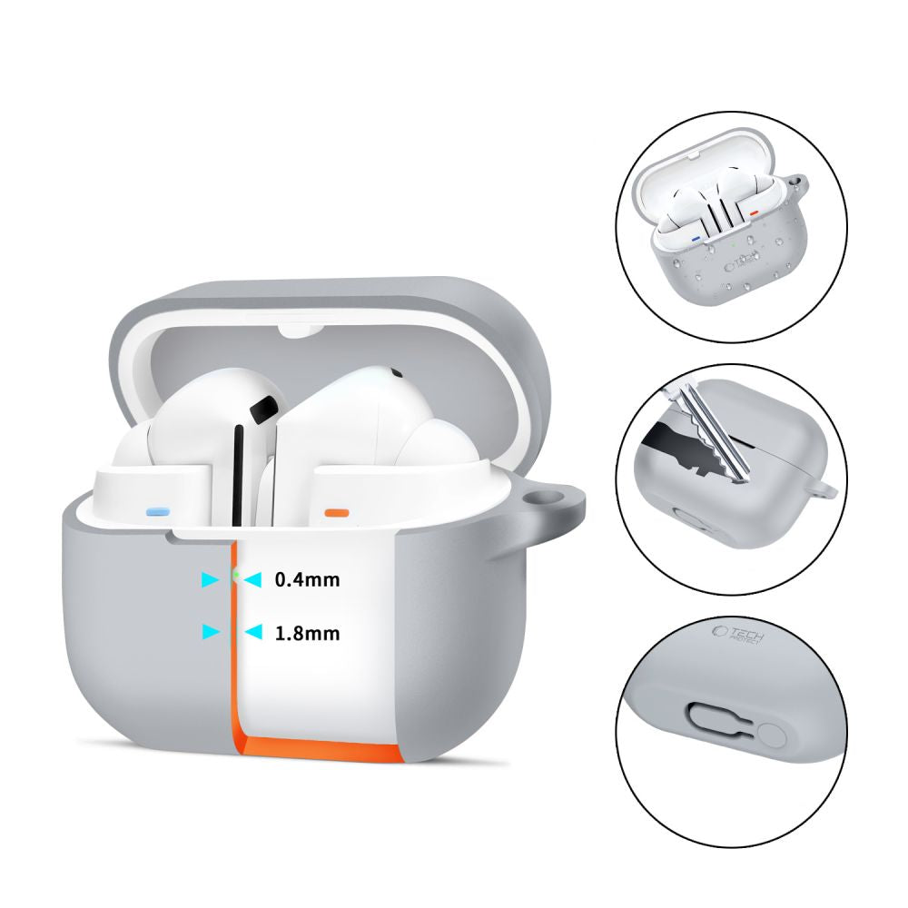 COQUE POUR SAMSUNG GALAXY BUDS 3 / 3 PRO TECH-PROTECT SILICONE HOOK CRAYON GRIS