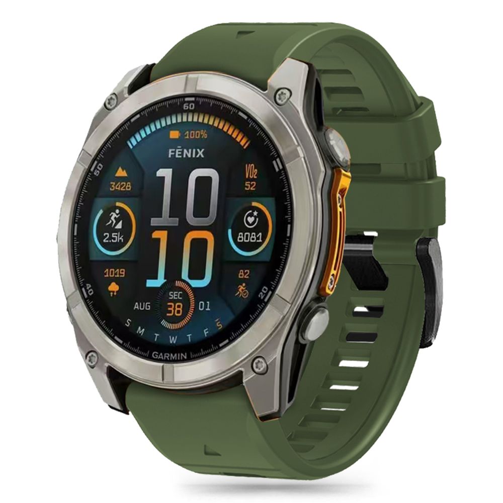 BRACELET TECH-PROTECT EN SILICONE POUR GARMIN FENIX 5 / 6 / 6 PRO / 7 / 8 (47 MM) / E VERT MILITAIRE