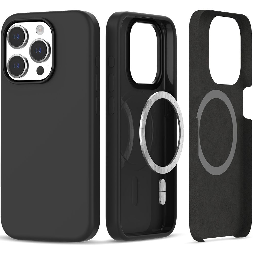 COQUE POUR IPHONE 15 PRO MAGSAFE HEYCASE SILICONE NOIR MAT