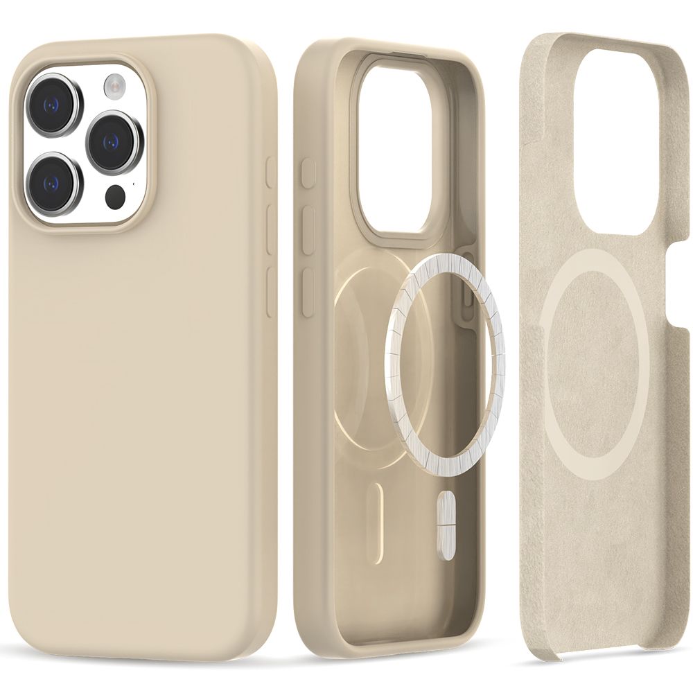 COQUE POUR IPHONE 15 PRO MAGSAFE HEYCASE SILICONE SABLE BEIGE