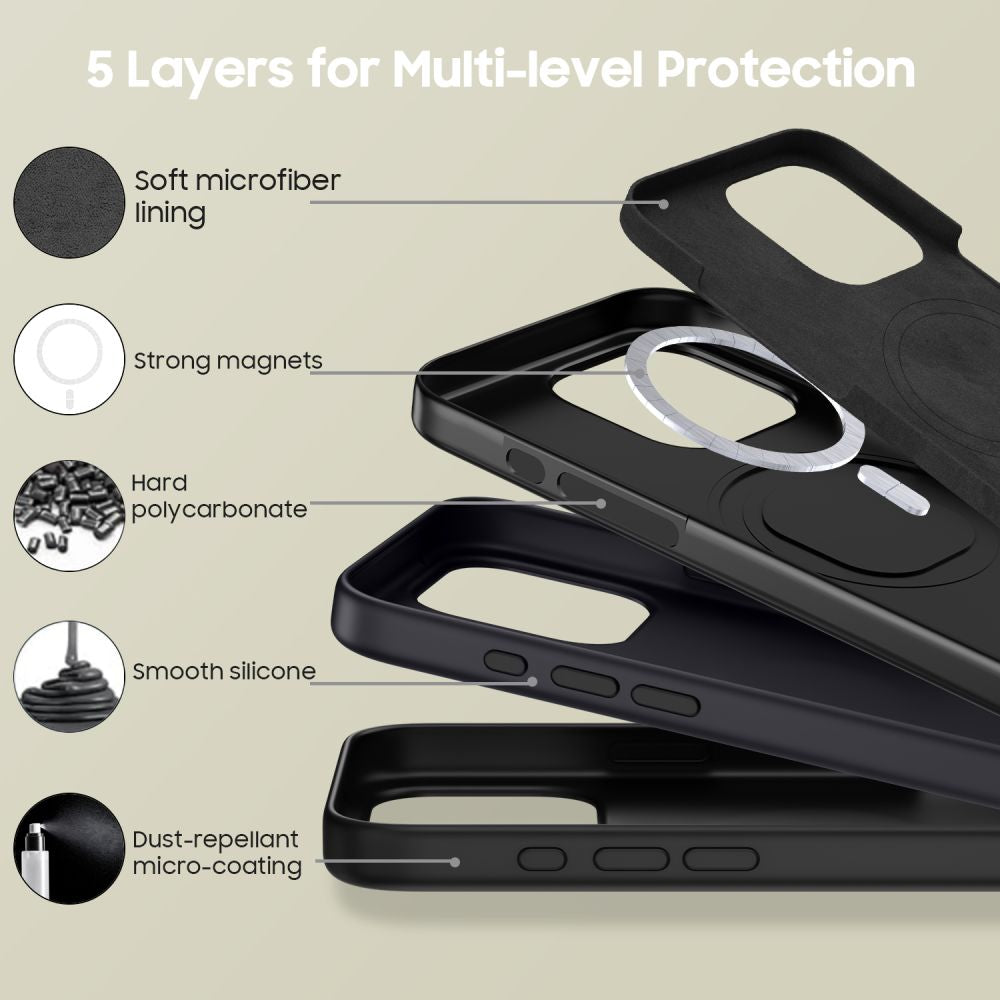 COUVERCLE TECH-PROTECT SILICONE MAGSAFE IPHONE 16 PRO NOIR MAT