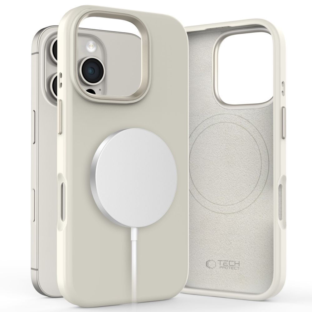 COUVERCLE TECH-PROTECT SILICONE PUR MAGSAFE IPHONE 16 PRO MAX COSMIC LATTE