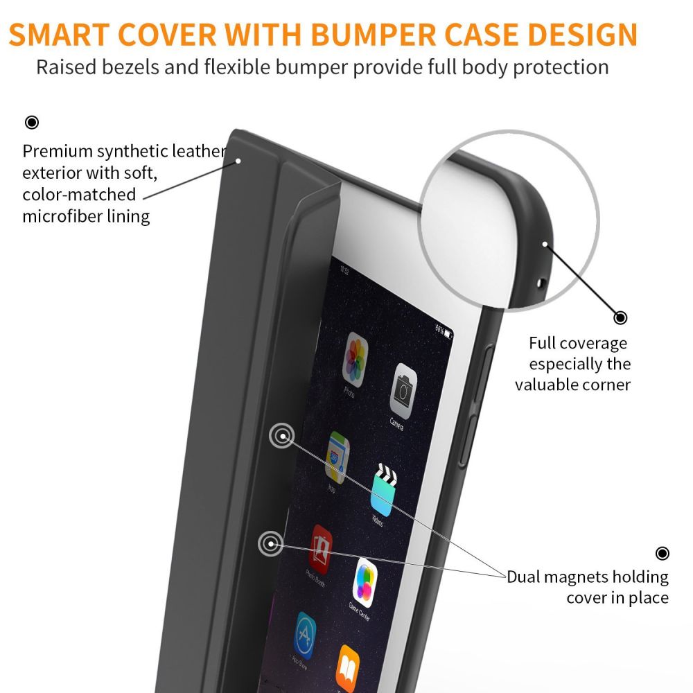 COUVERTURE / ÉTUI POUR IPAD 9.7 5 / 6 / 2017-2018 TECH-PROTECT SMARTCASE NOIR