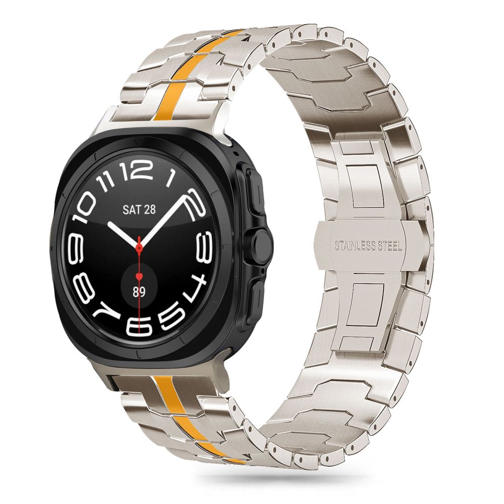 BRACELET TECH-PROTECT STAINLESS LINE SAMSUNG GALAXY WATCH ULTRA (47MM) TITANE/ORANGE