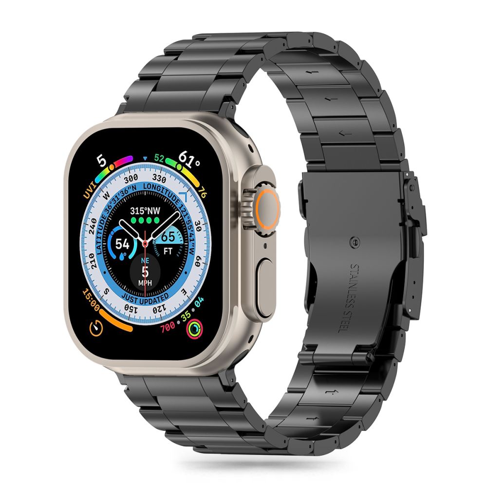BRACELET TECH-PROTECT EN ACIER INOXYDABLE POUR APPLE WATCH 4 / 5 / 6 / 7 / 8 / 9 / SE / ULTRA 1 / 2 (42 / 44 / 45 / 49 MM) NOIR