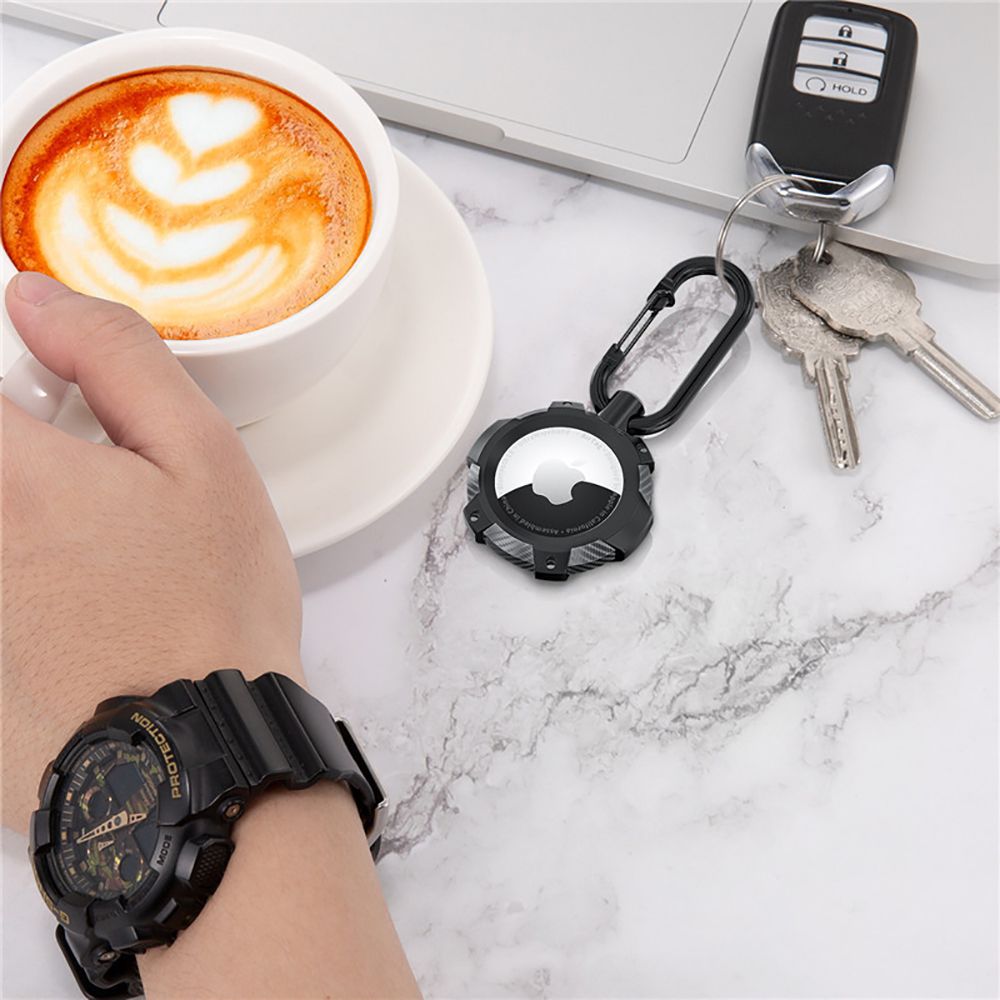 COQUE TECH-PROTECT TPUCARBON APPLE AIRTAG NOIRE