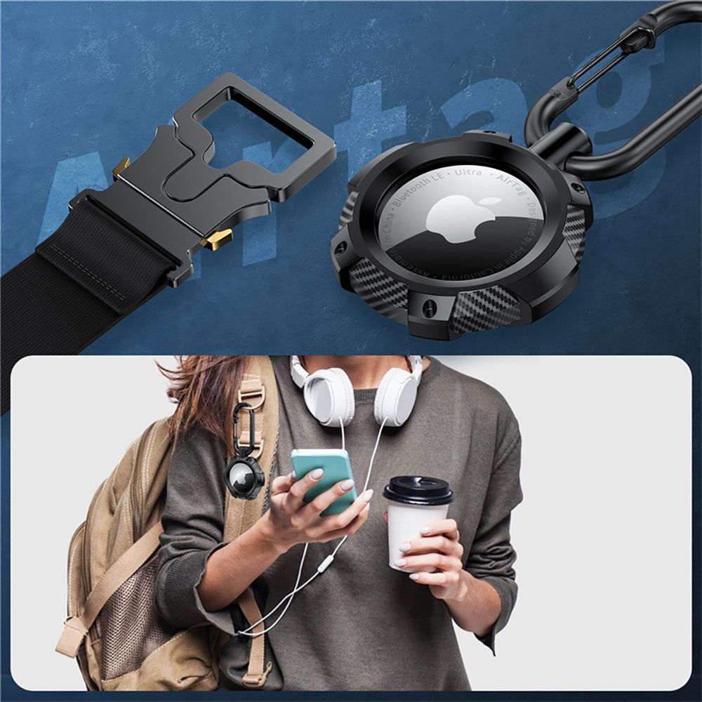 COQUE TECH-PROTECT TPUCARBON APPLE AIRTAG NOIRE