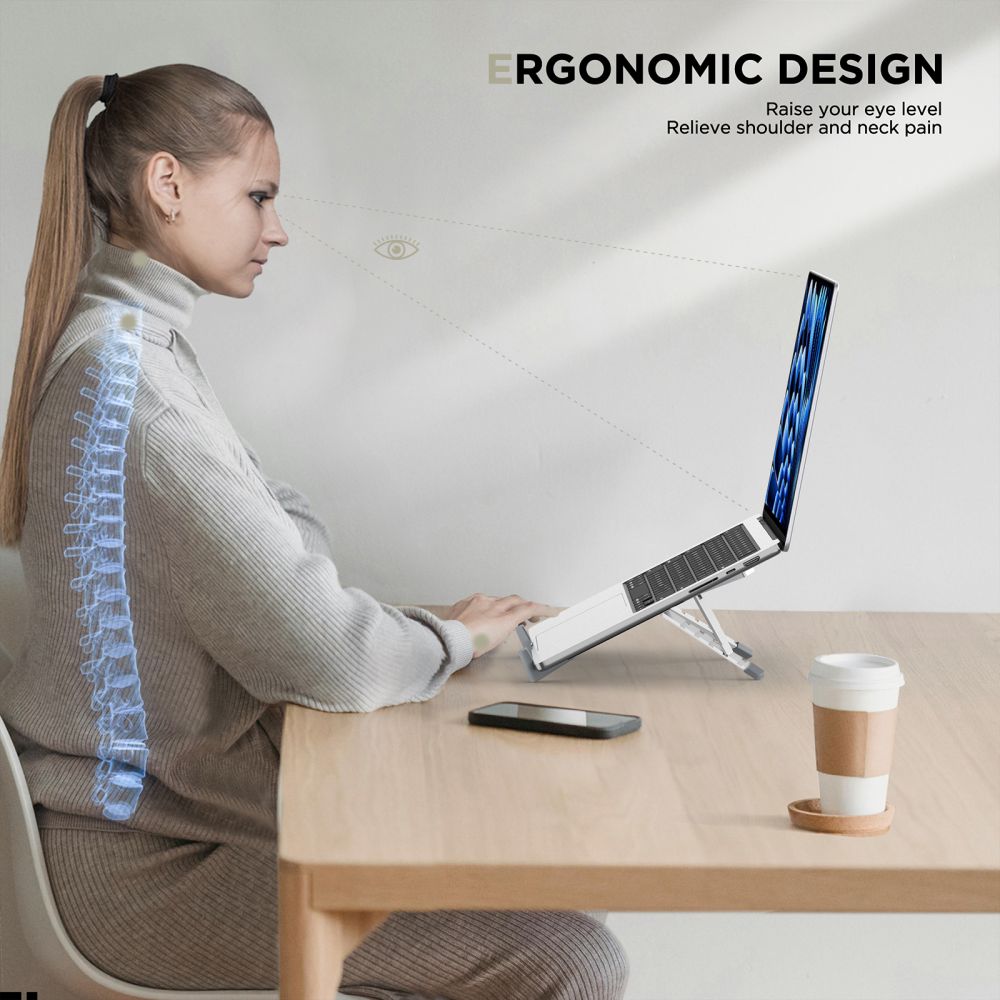 STAND UNIVERSEL POUR MACBOOK TECH-PROTECT ULS300 SUPPORT D'ORDINATEUR PORTABLE ARGENT