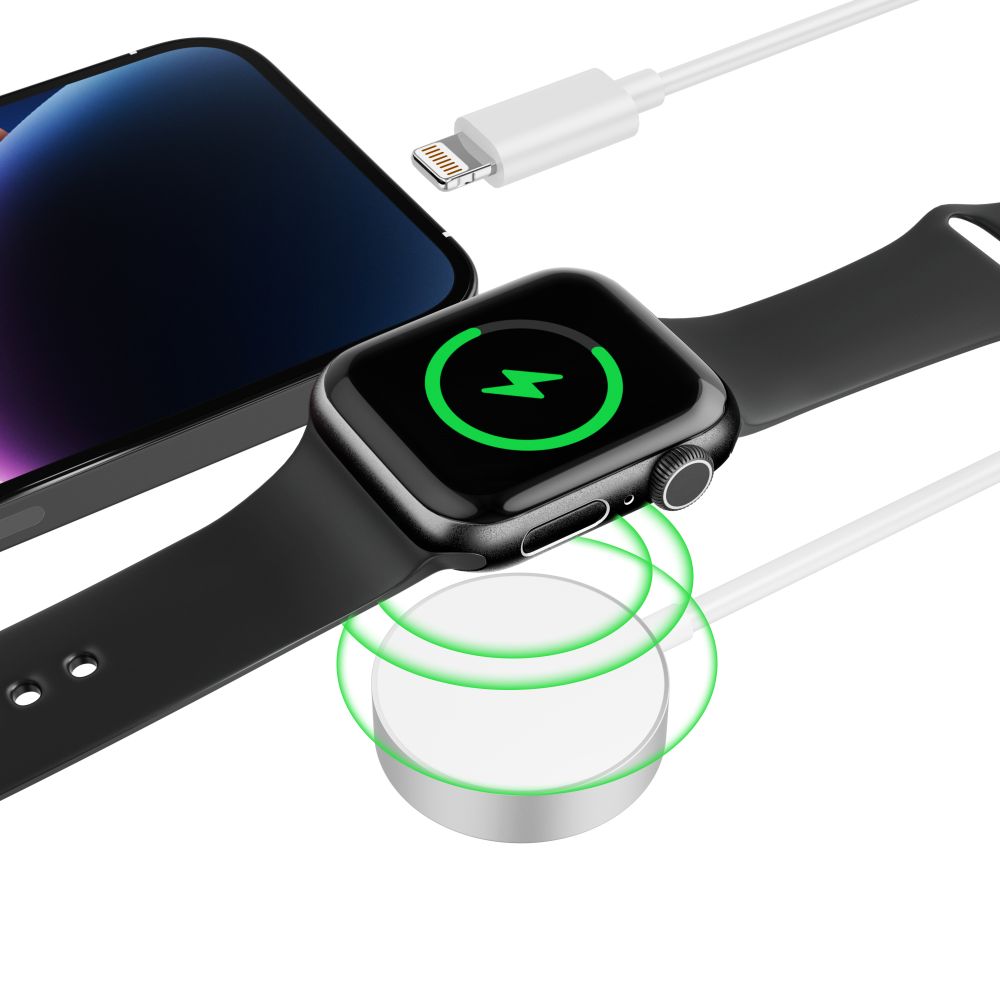 CHARGEUR POUR APPLE WATCH TECH-PROTECT ULTRABOOST 2EN1 CÂBLE DE CHARGEMENT MAGNÉTIQUE & LIGHTNING 150CM BLANC