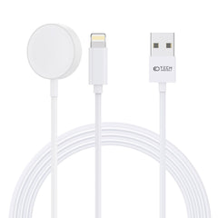 CHARGEUR POUR APPLE WATCH TECH-PROTECT ULTRABOOST 2EN1 CÂBLE DE CHARGEMENT MAGNÉTIQUE & LIGHTNING 150CM BLANC
