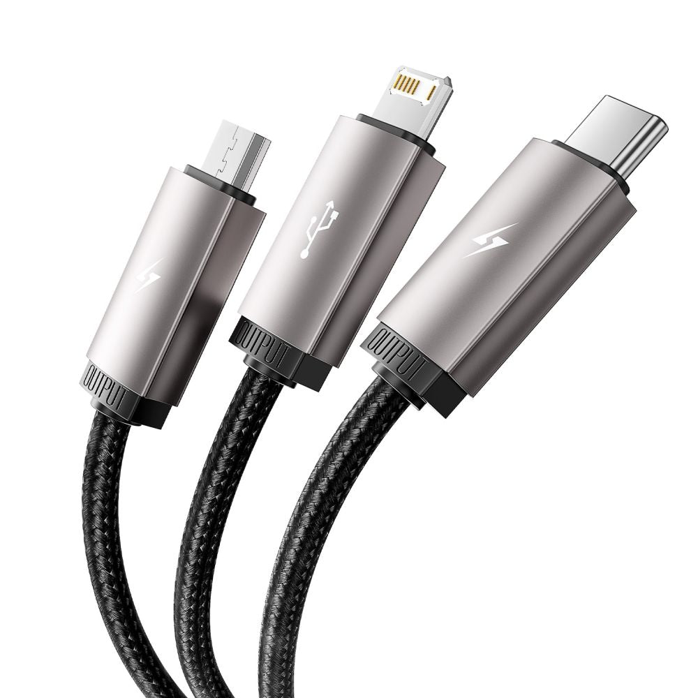 CÂBLE 3EN1TECH-PROTECT ULTRABOOST LIGHTNING & TYPE-C & MICRO-USB CÂBLE 3.5A 100CM GRIS