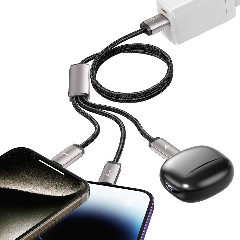 CÂBLE 3EN1TECH-PROTECT ULTRABOOST LIGHTNING & TYPE-C & MICRO-USB CÂBLE 3.5A 100CM GRIS